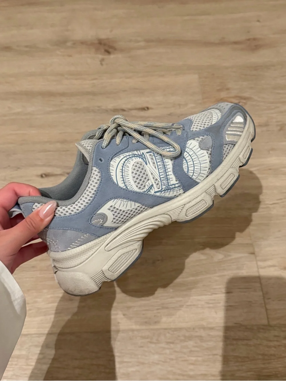 Dior Chrono Sneaker / Gray-Blue Mesh and Suede Calfskin
